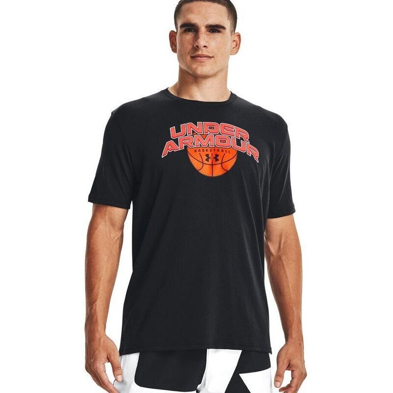 T-Shirt Under Armour Basketball Branded Wordmark Short Sleeve, Preto, Homens