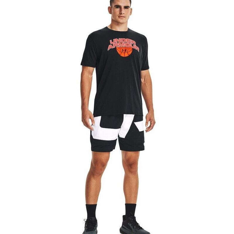 T-Shirt Under Armour Basketball Branded Wordmark Short Sleeve, Preto, Homens