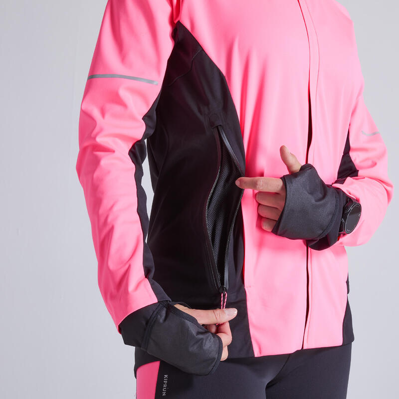 Recondicionado - CASACO DE CORRIDA KIPRUN WARM REGUL MULHER ROSA FLUO - Bom