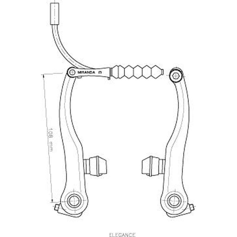 V-frein 2L1E Universal avant / arrière 108 mm argent