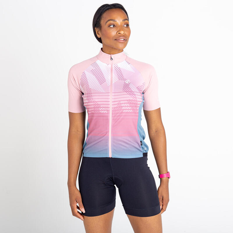 AEP Prompt fitnessjersey met korte mouwen en volledige rits voor dames - Roze