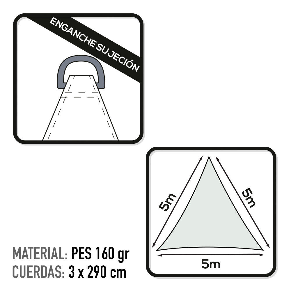 Aktive Tenda da sole triangolare bianca 500x500x500 cm 3/4