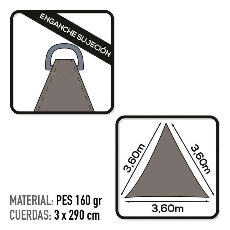 Toldo vela de sombra triangular Aktive  cinzento antracite