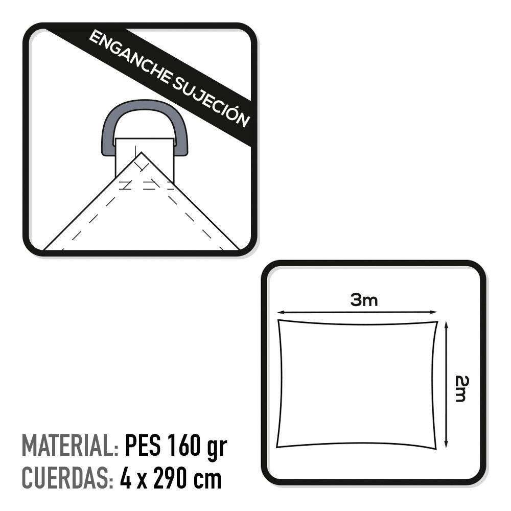 Aktive Toldo de sombra branco retangular 300x200 cm 3/4