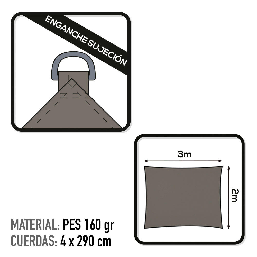 Aktive Tenda da sole rettangolare grigio antracite 300x200 cm 3/4