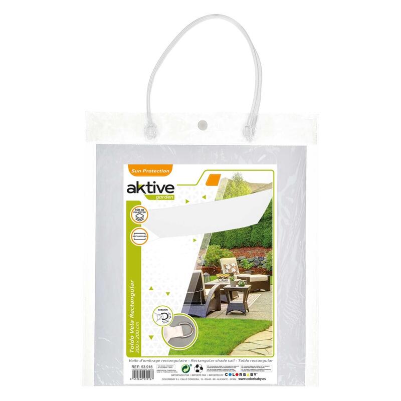 Store rectangulaire UV50 couleur blanc Aktive Garden