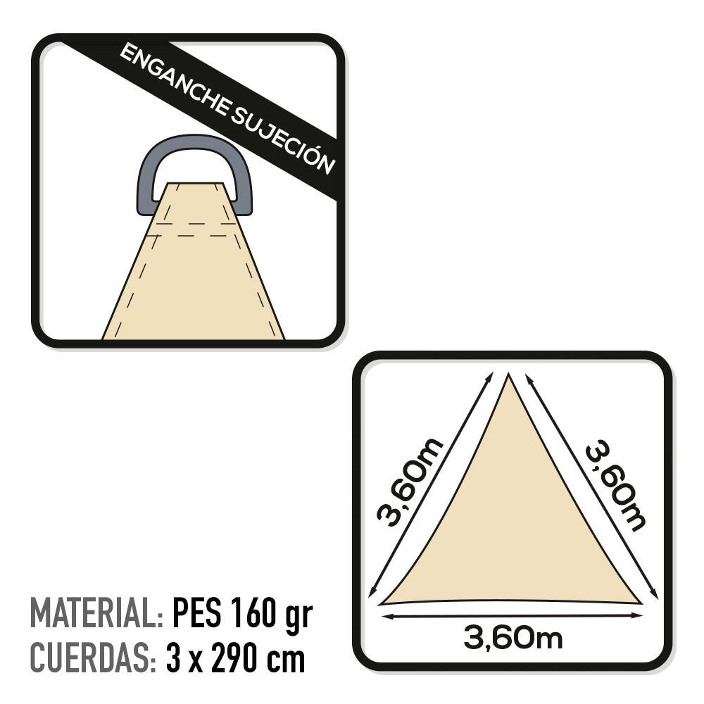 Auvent d'ombrage triangulaire couleur crème Aktive Garden 3/4