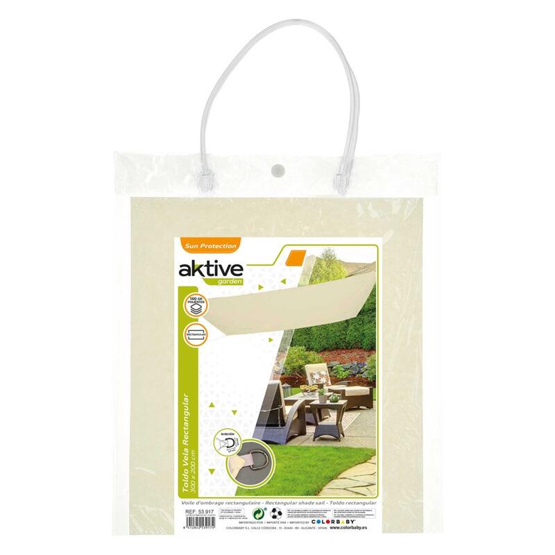 Voile d'ombrage rectangulaire couleur crème Aktive Garden