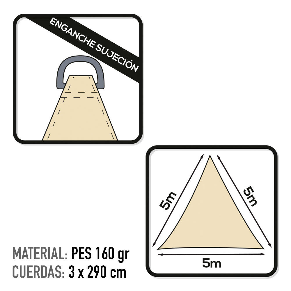 Tenda a vela triangolare active garden color crema 3/4