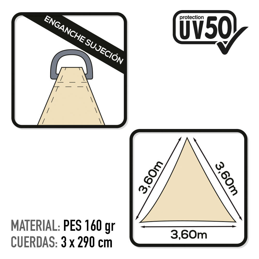 UV50 store triangulaire couleur crème Active Garden 3/4