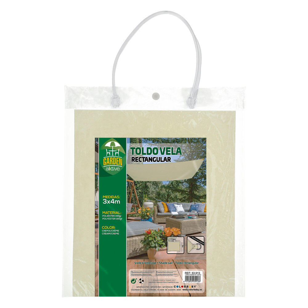 Voile d'ombrage rectangulaire Aktive Garden couleur crème 4/4