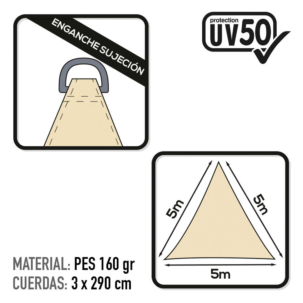 Garden store d'ombrage triangulaire couleur crème Aktive 3/4