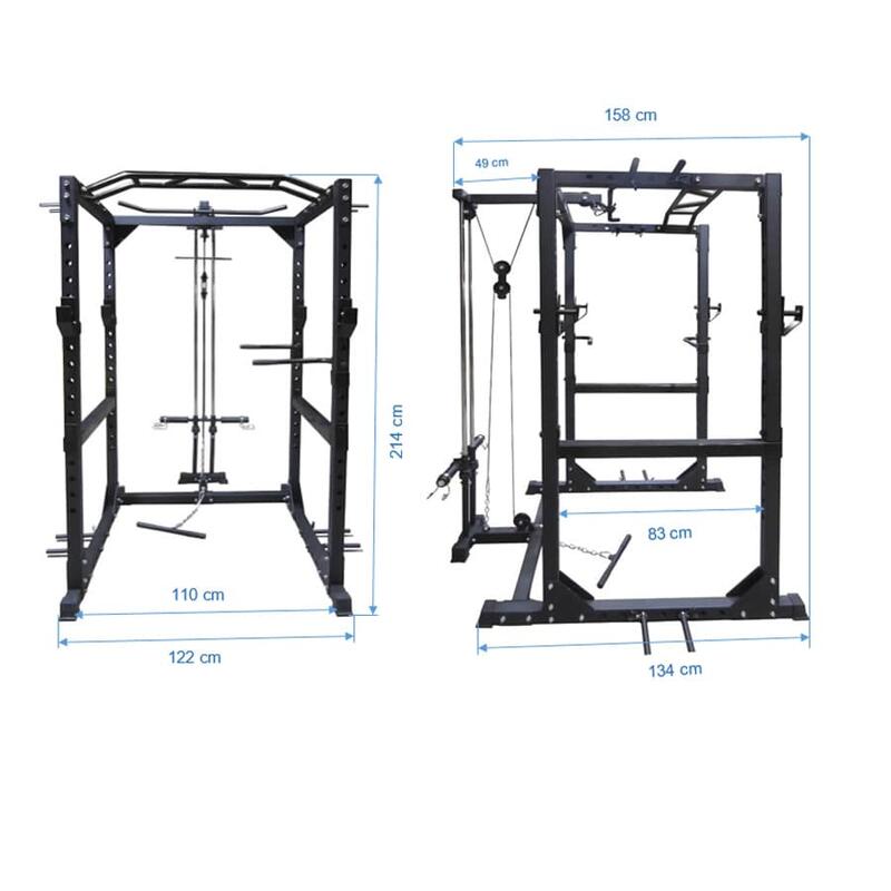 Jaula de potencia con polea  para Musculacion y Cross Training V300 Negra