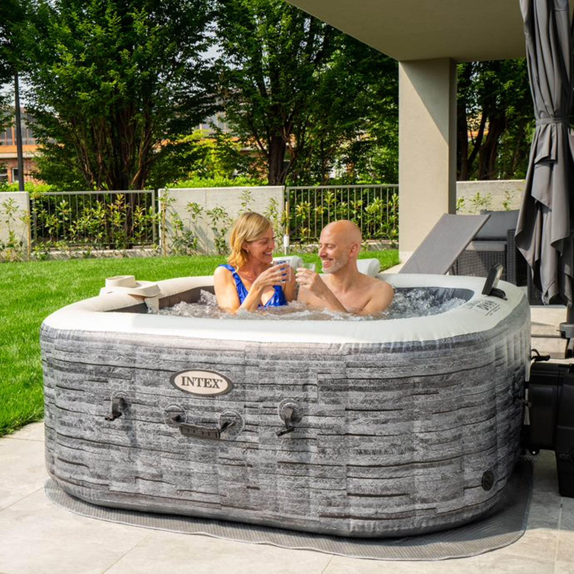 INTEX Greystone Deluxe Inflável Spa 4 pessoas 175x175 cm S1 filtro 4/7