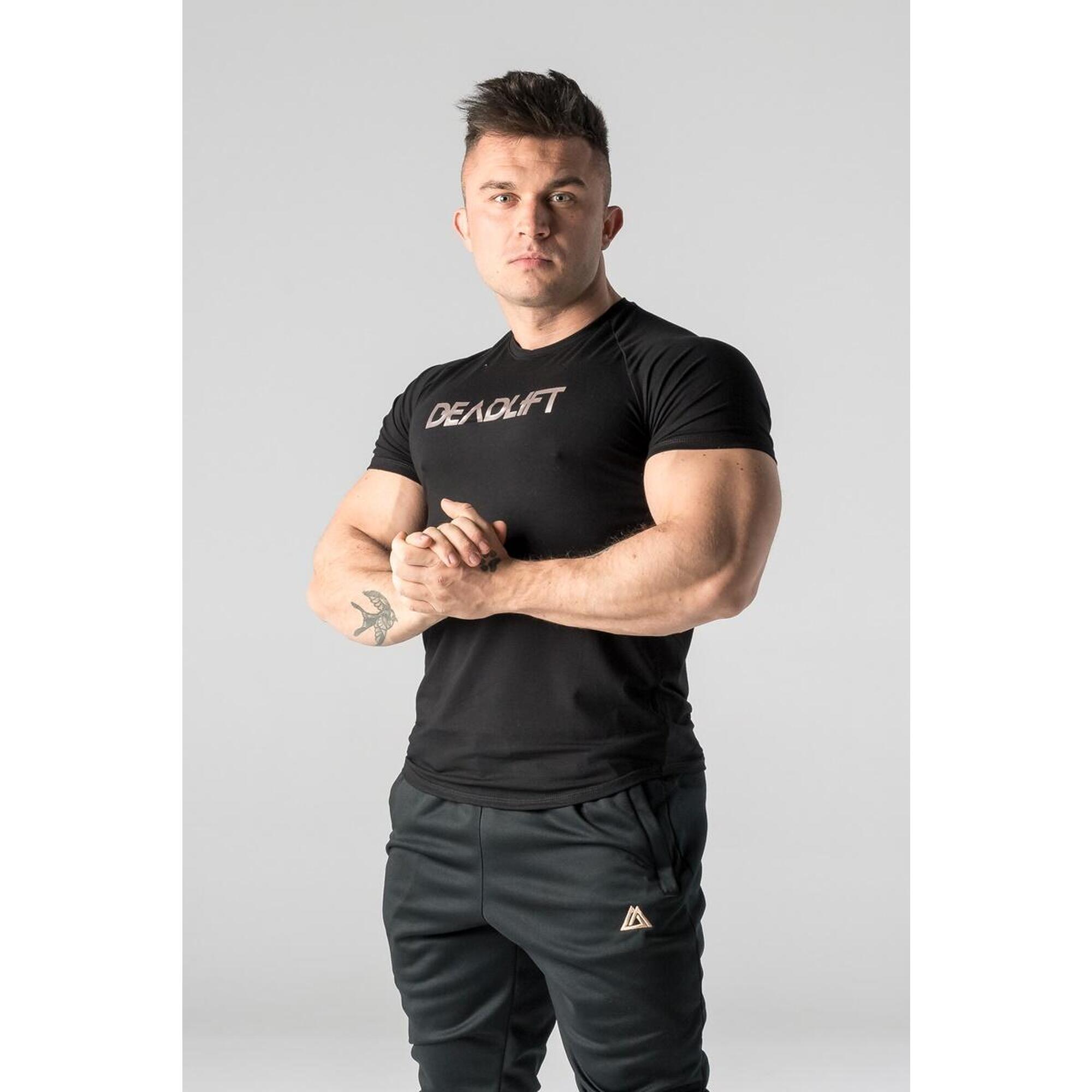 T-shirt męski slim fit na siłownię Deadlift METALLIC