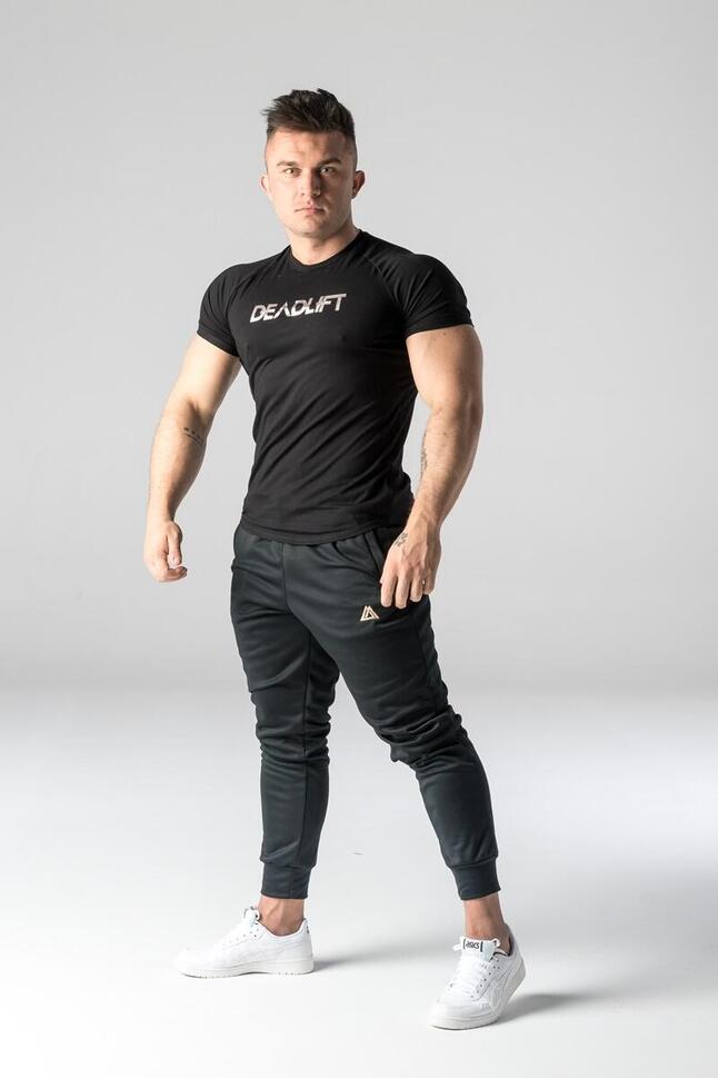 T-shirt męski slim fit na siłownię Deadlift METALLIC