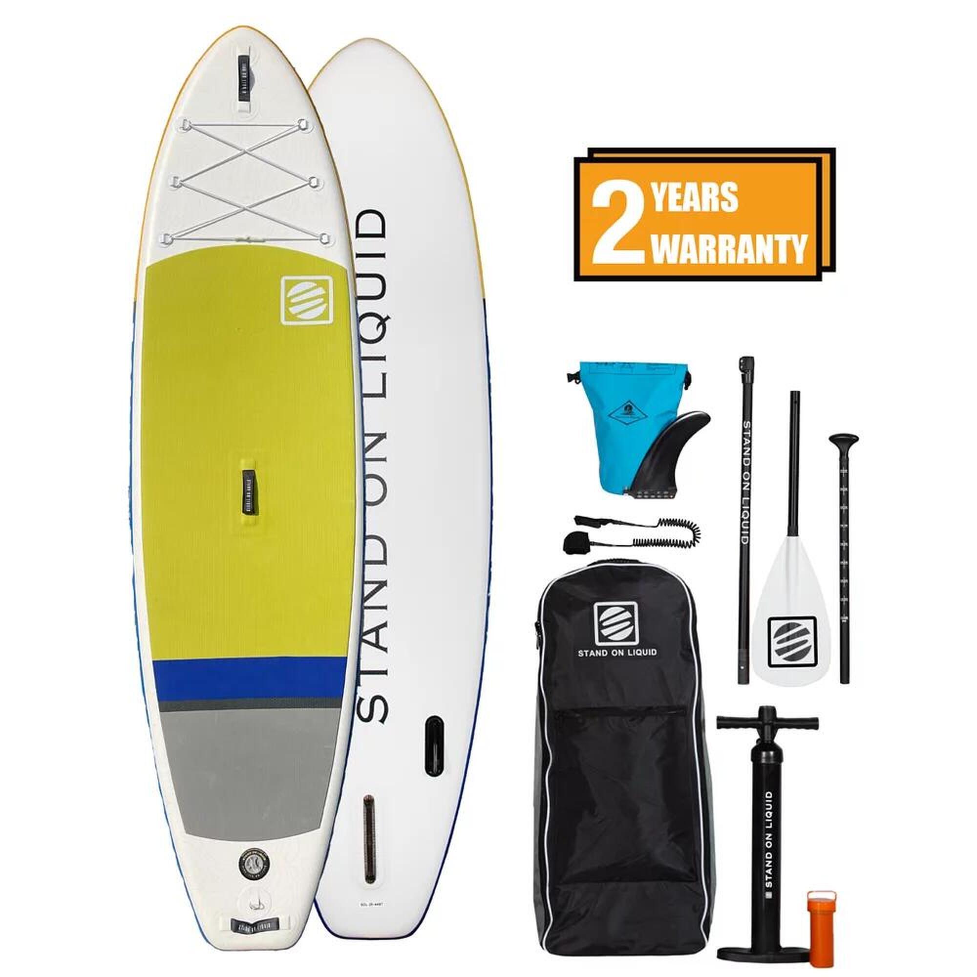 Hudson Air 10’6” Inflatable SUP Paddle Board Package - Lime Yellow