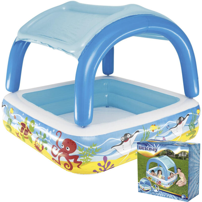 Piscina Hinchable Autoportante Infantil Bestway 147x147x122 cm Parasol Diseño Ca