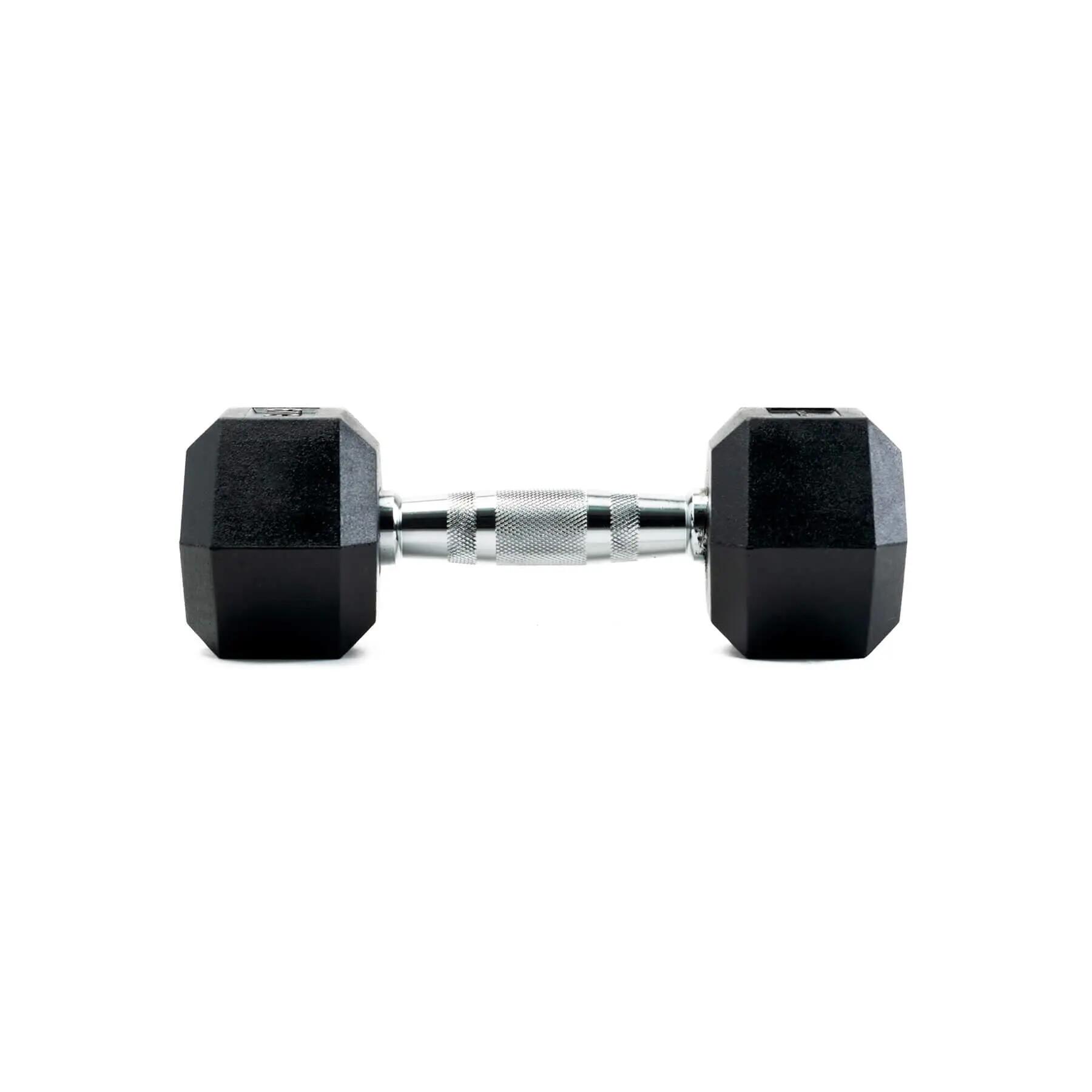 Haltères professionnelles hexagonales en caoutchouc 9 kg (paire) 5/5
