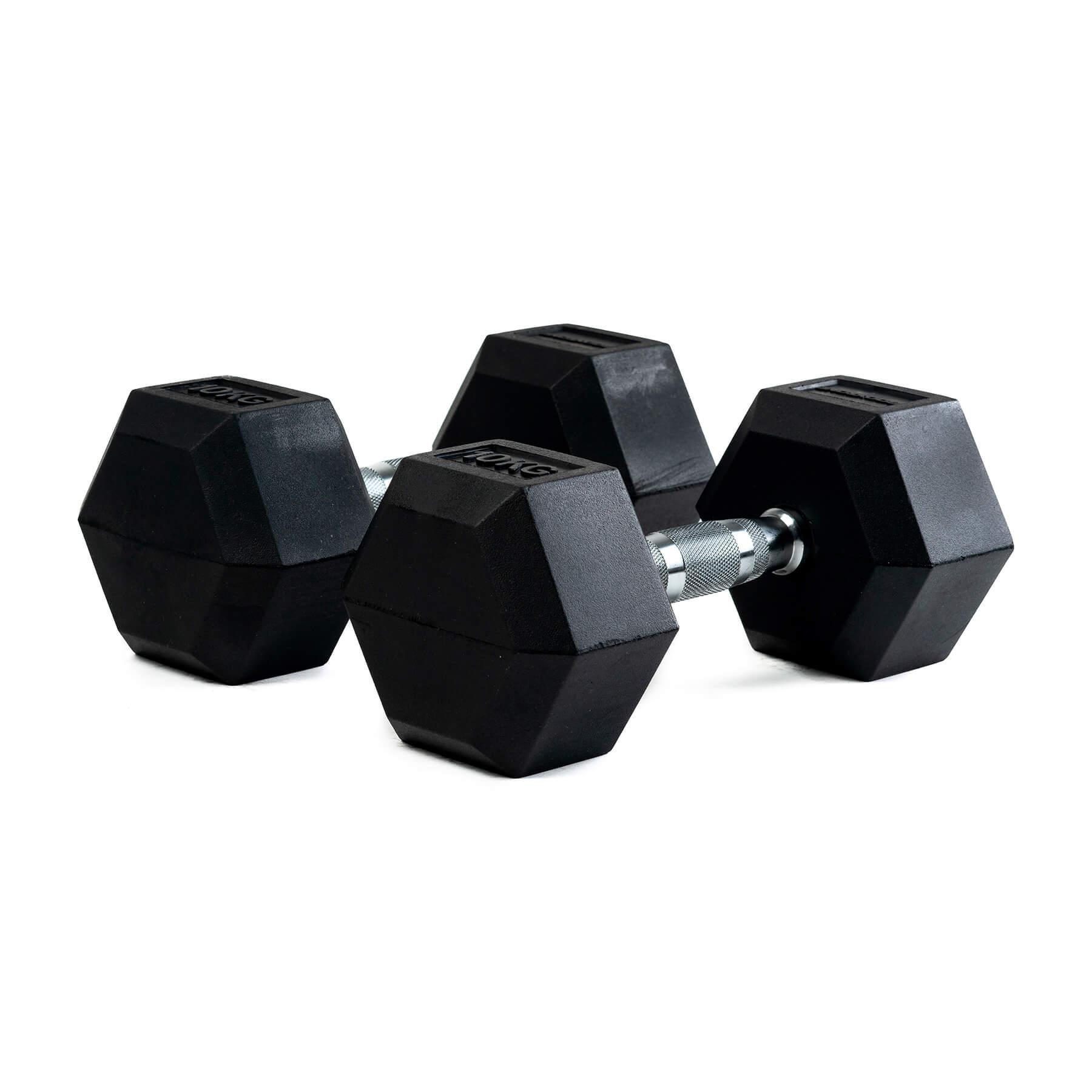 Haltères Hexagonaux Avec Support – 2x4kg, 2x6kg, 2x8kg – Revêtus Caoutchouc, Poignées Chromées