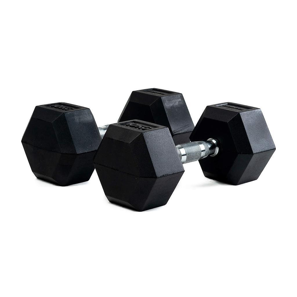 Halteres profissionais de borracha hexagonais 10 kg
