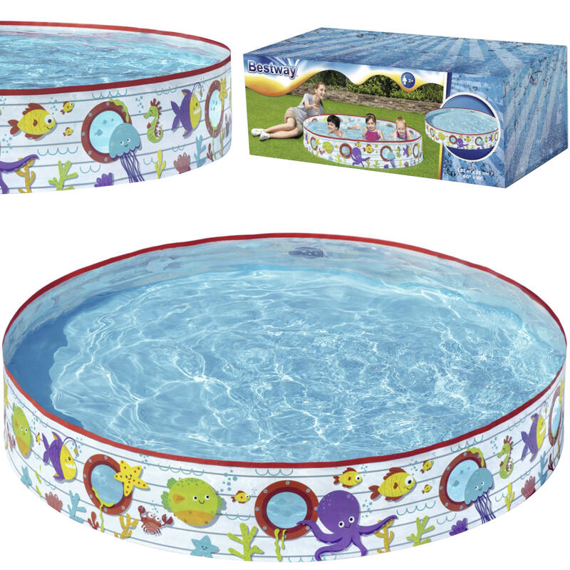 Bestway Bw5502921 Paddling fill npiscina para jardín con diseño peces divertidos infantil fun estampado color surtido piscina fondo del mar 152x25 cm hinchable autoportante 122x25