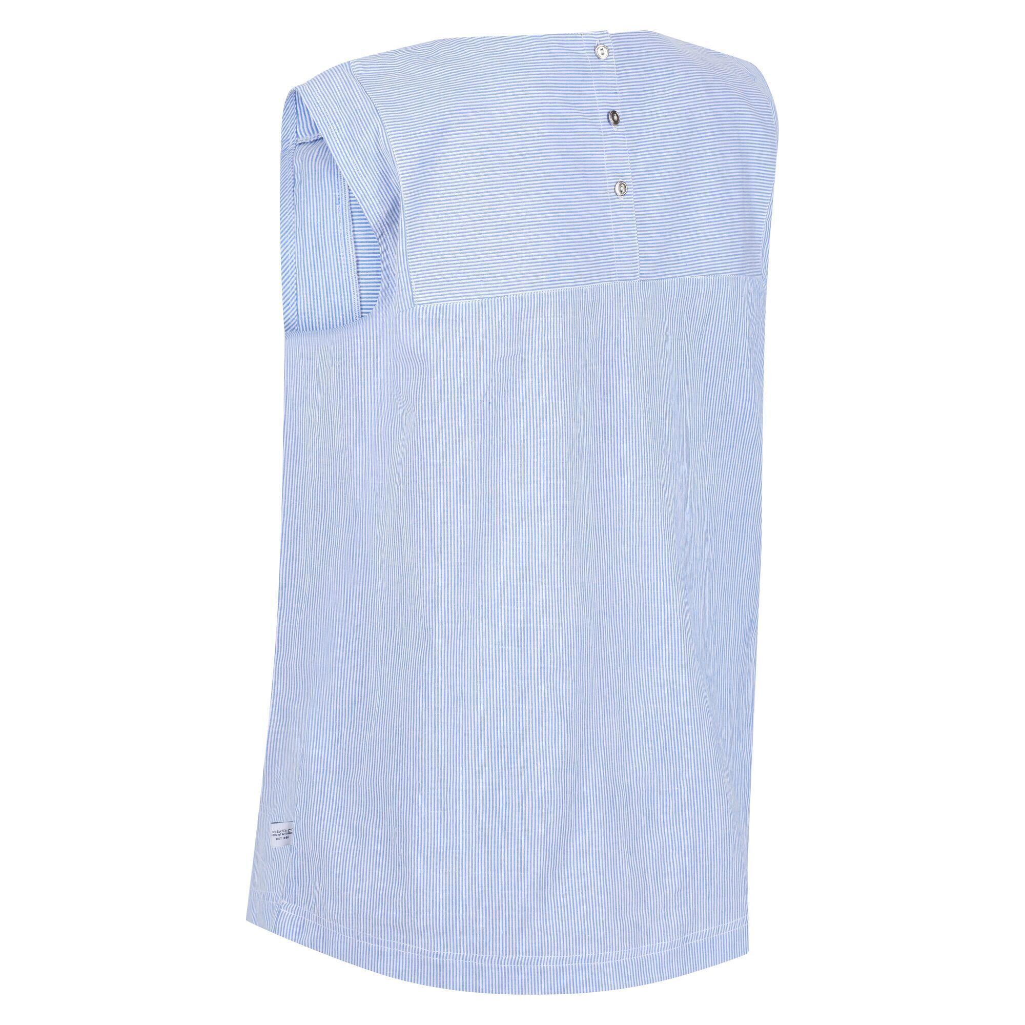Womens/Ladies Bridgidine Stripe Top (Sonic Blue) 3/5