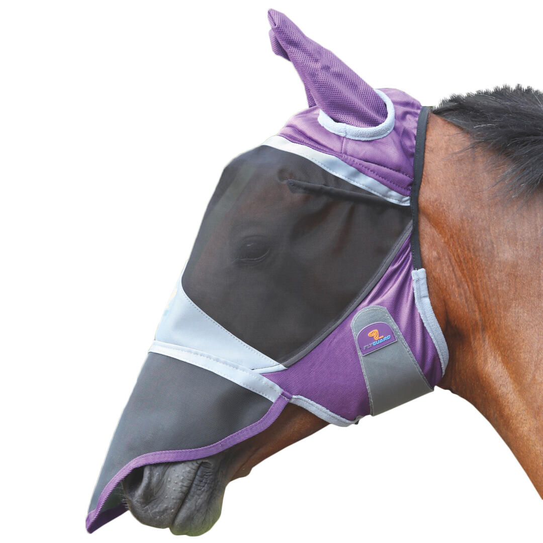 SHIRES Deluxe Horse Fly Mask With Ears & Nose (Purple)