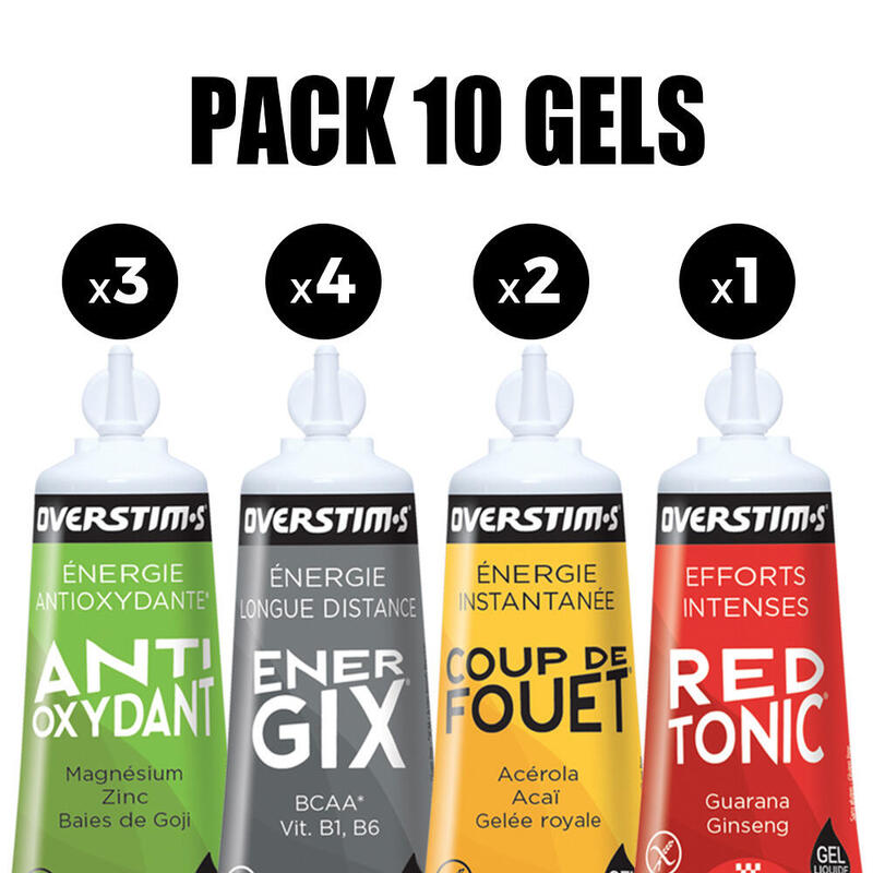 Pack 10 gels énergétiques - Assortiment - 10 x30g