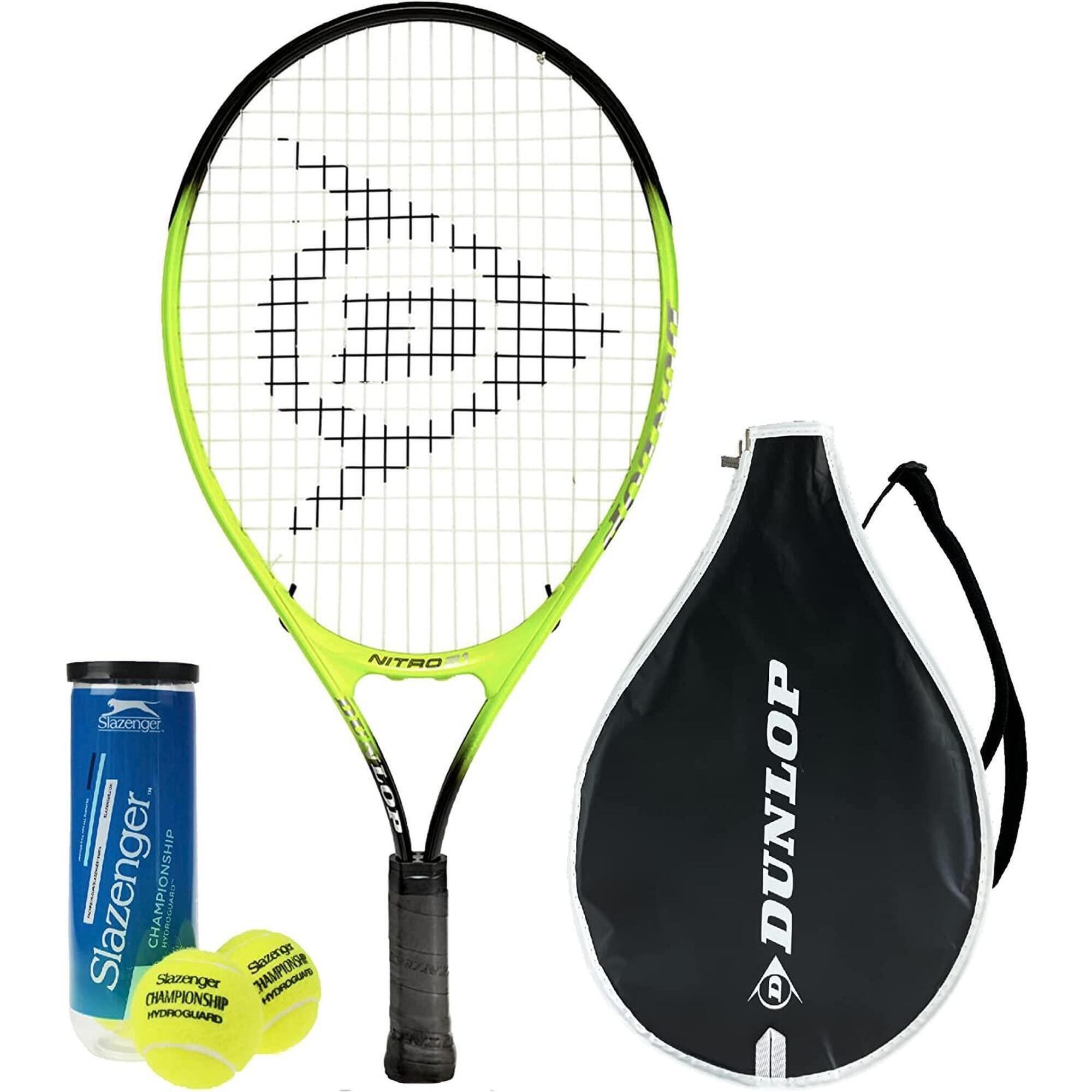Dunlop Nitro Junior 21" Tennis Racket & 3 Tennis Balls 1/1