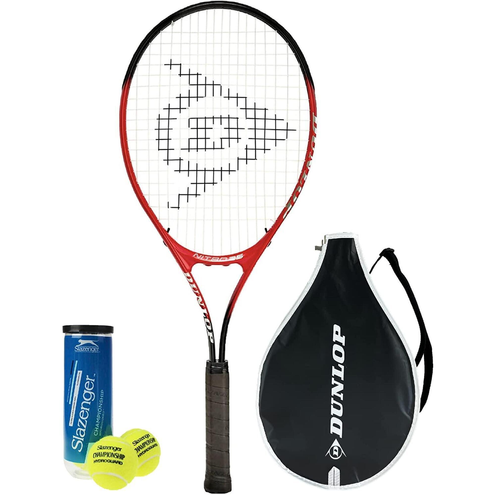 Dunlop Nitro Junior 25" Tennis Racket & 3 Tennis Balls 1/1