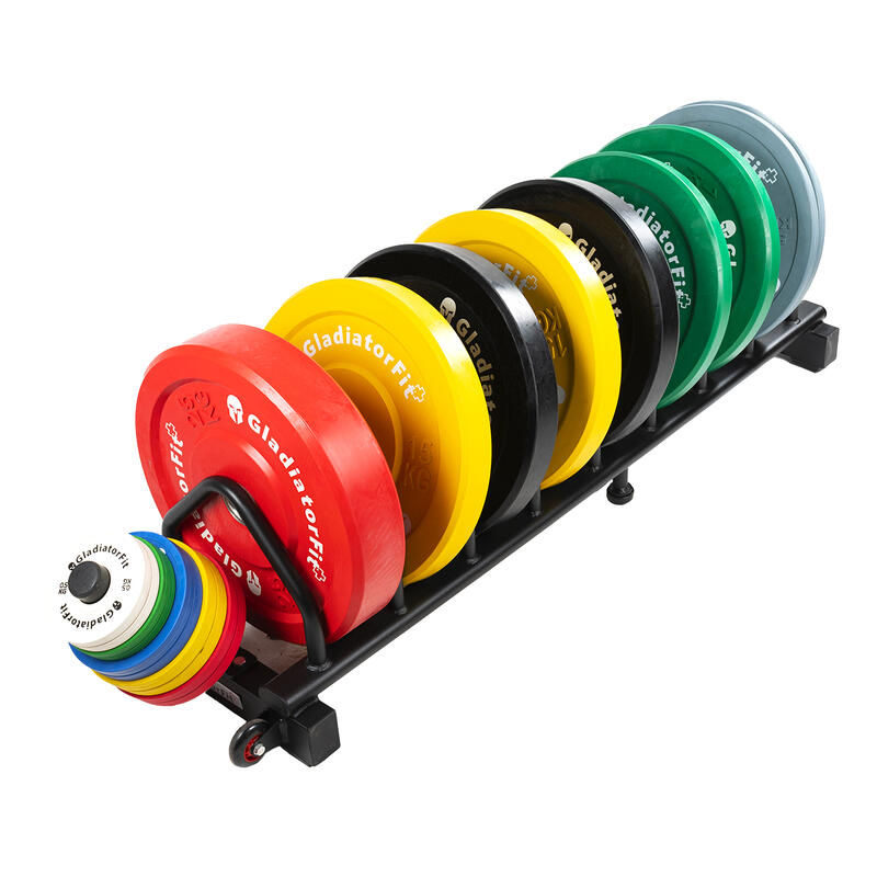 Rack de rangement en acier sur roulettes pour disques de poids Ø 50mm