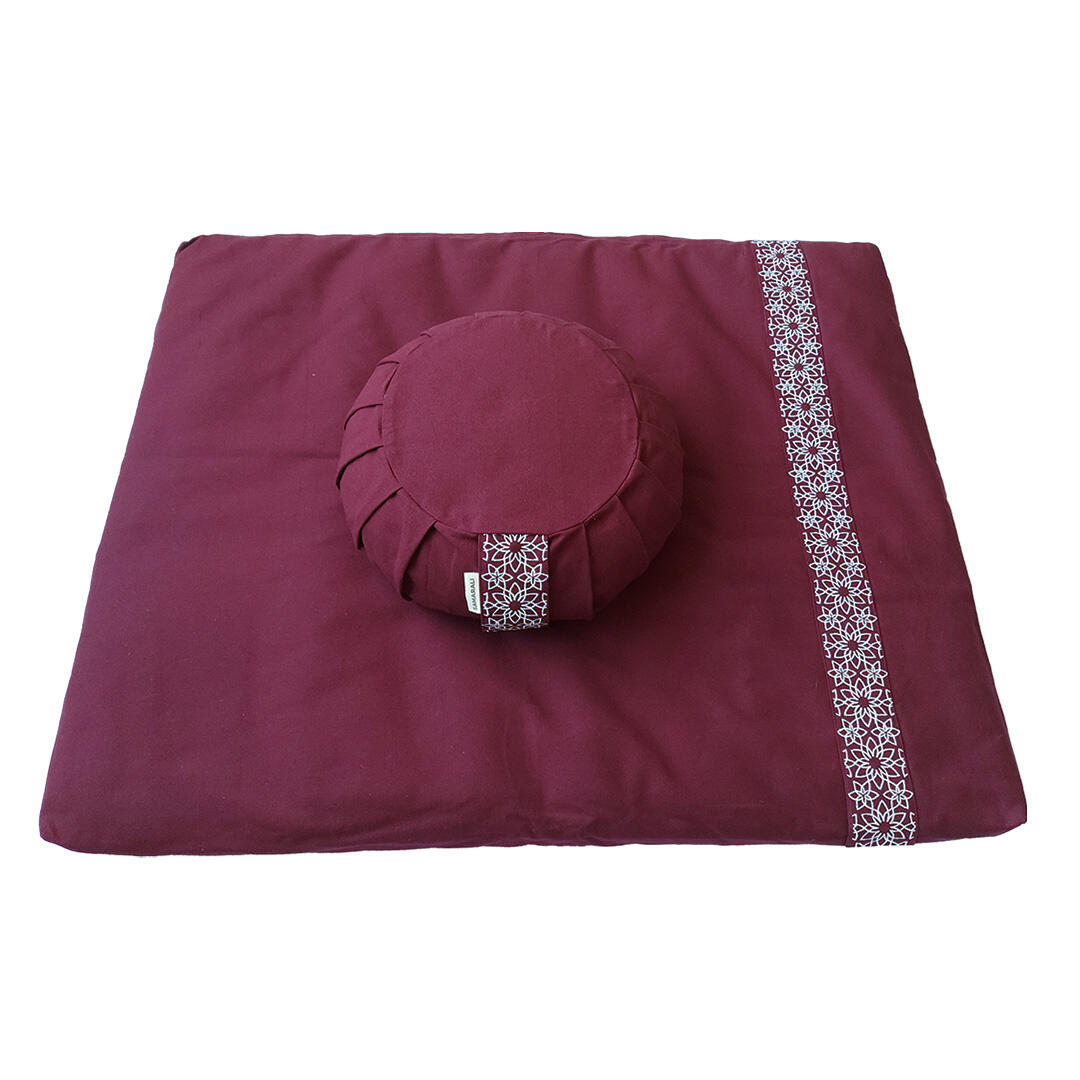 Samarali Set da meditazione con cuscino Zafu Bordeaux