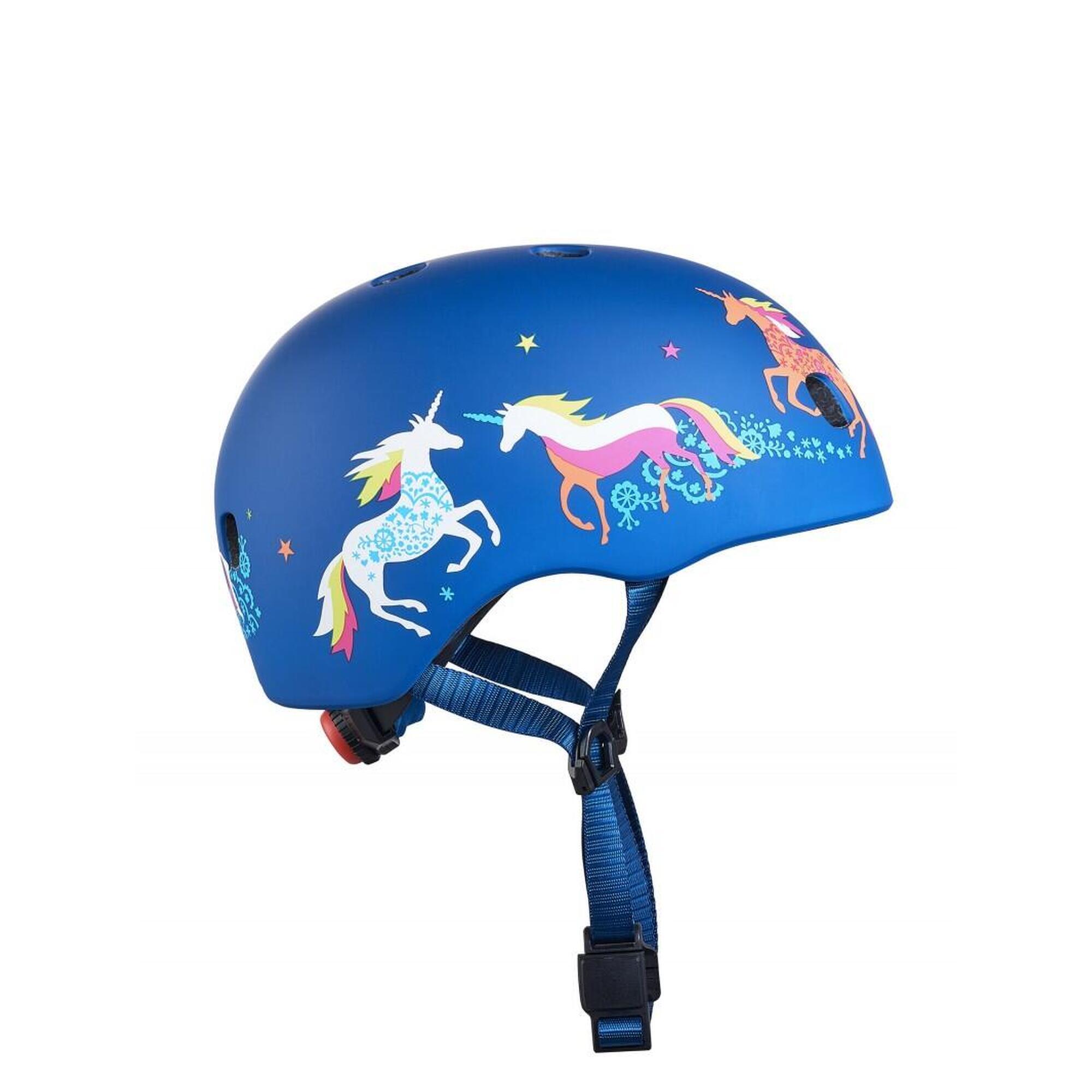 CASCO UNICORNIOS MICRO AZUL CON LED TRASERO