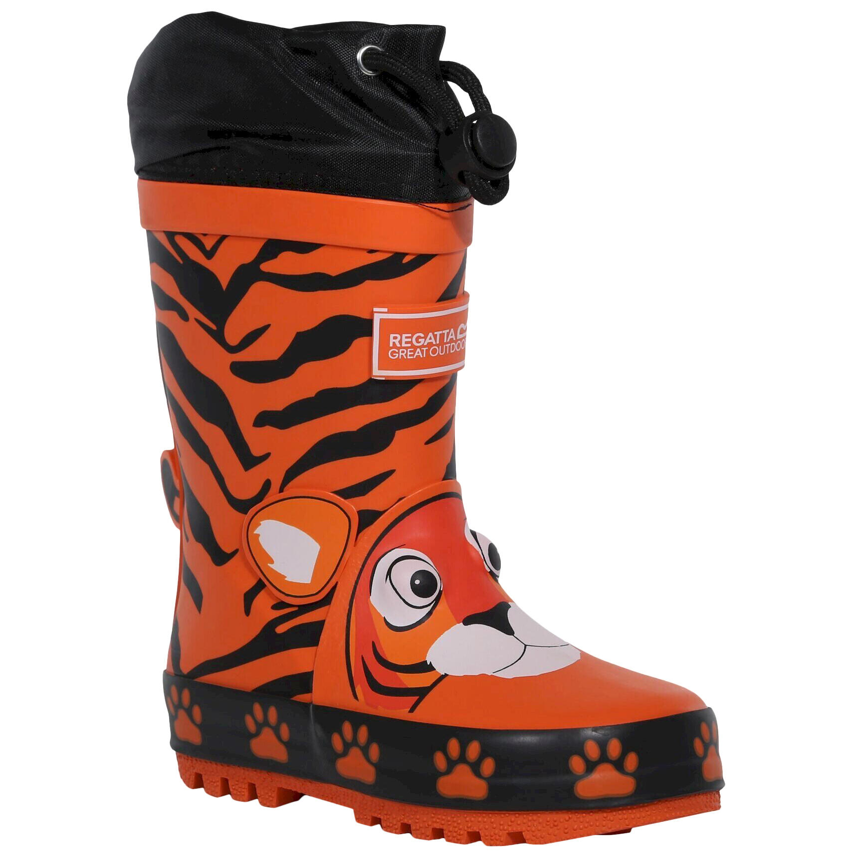 Childrens/Kids Mudplay Tiger Print Wellington Boots (Blaze Orange) 1/5