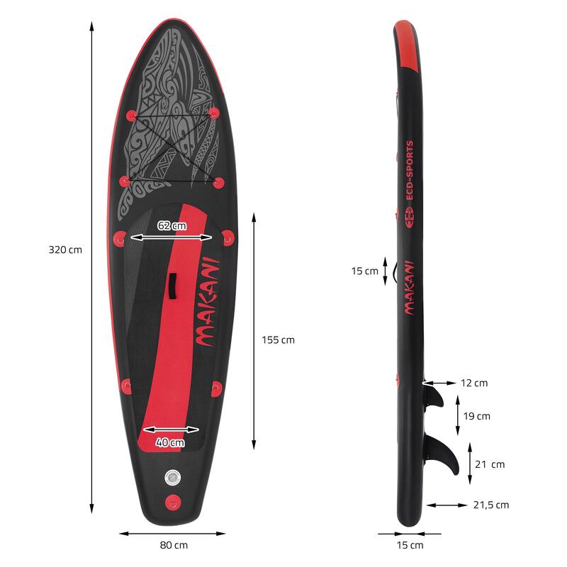 Stand Up Paddle Board Makani 320x82x15cm Zwart-Rood