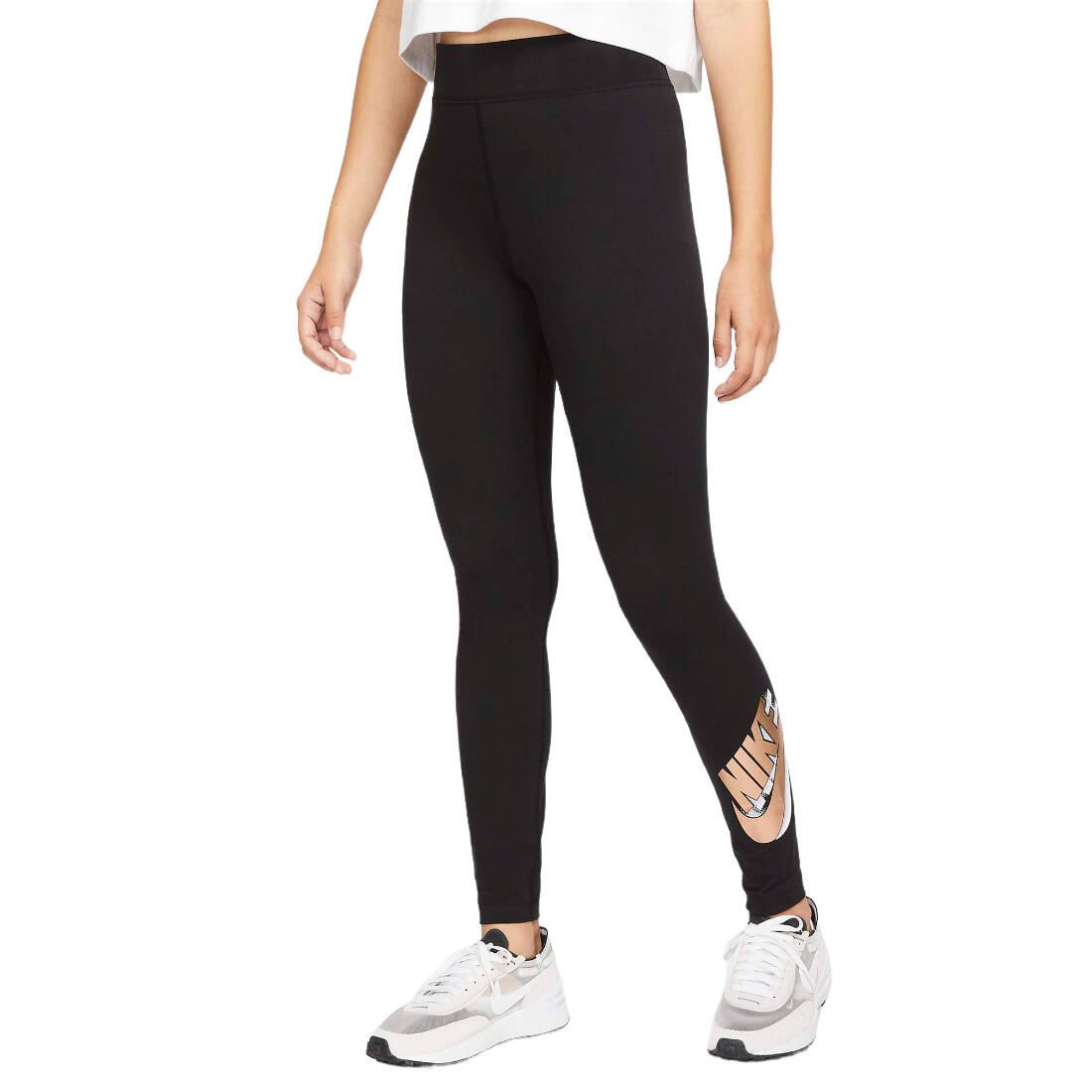 NIKE Womens/Ladies Essential Printed High Waist Sports Leggings (Black)