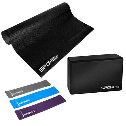 Zestaw do jogi (mata, kostka i gumy fitness) Spokey Mantra