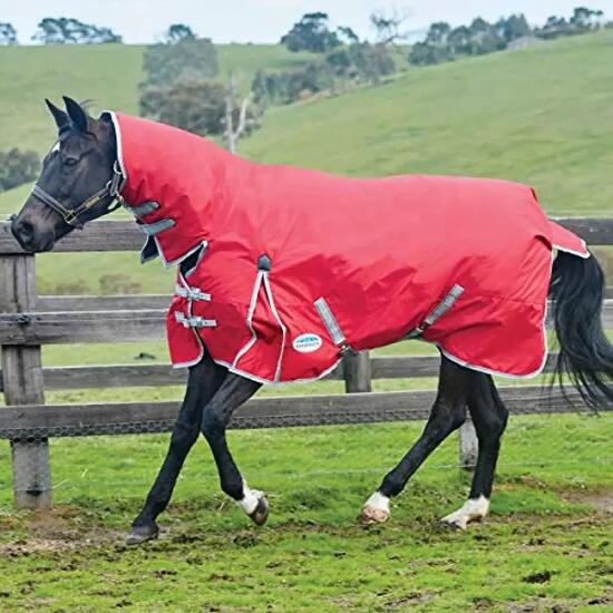Couverture cheval COMFITEC Weatherbeeta 600D 90 cm rouge/argent/bleu marine