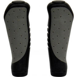 Handvatten Ergo Grip 14 cm rubber zwart/grijs per set