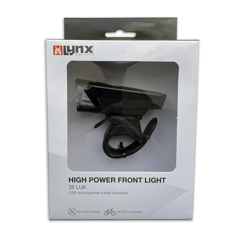 Lynx koplamp High Power USB batterij led 35 lux zwart