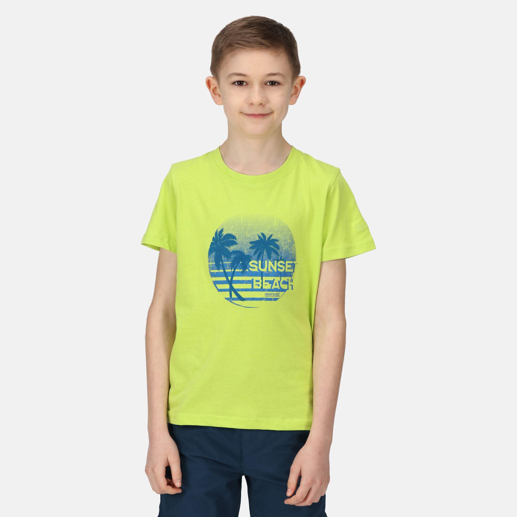 REGATTA Bosley V Kids Walking Short Sleeve T-Shirt - Bright Kiwi Green