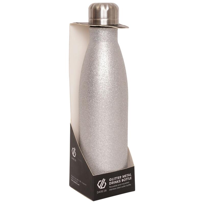Metall-Mehrwegflasche mit Glitter für Erwachsene zum Wandern - Schwarz