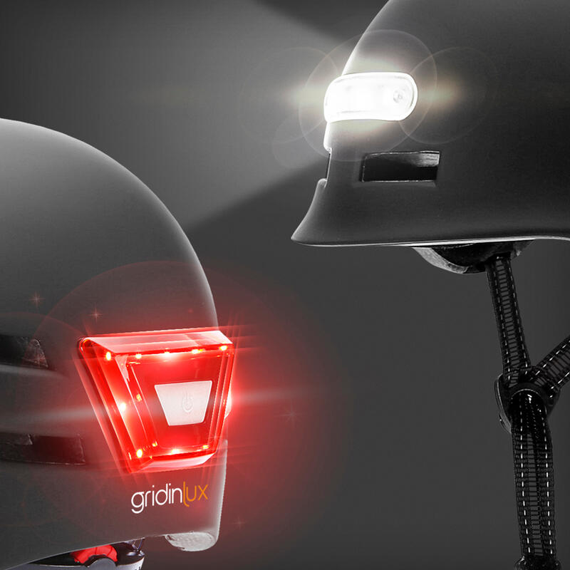 Helm Zwart M scooter fiets Urban Mobility LED licht voor en achter Gridinlux