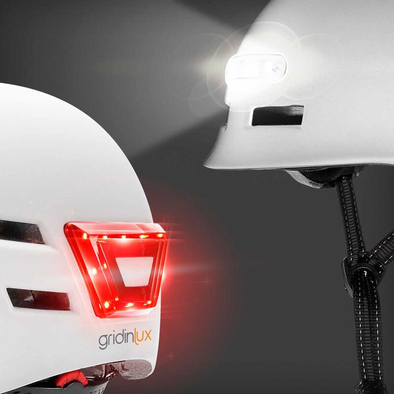 Casque Blanc L scooter vélo Mobilité Urban Lumière LED avant arrière Gridinlux