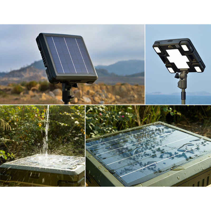 Lampada a Pannello Solare Ricaricabile con 4 Lanterne e PowerBank - 700 Lumen