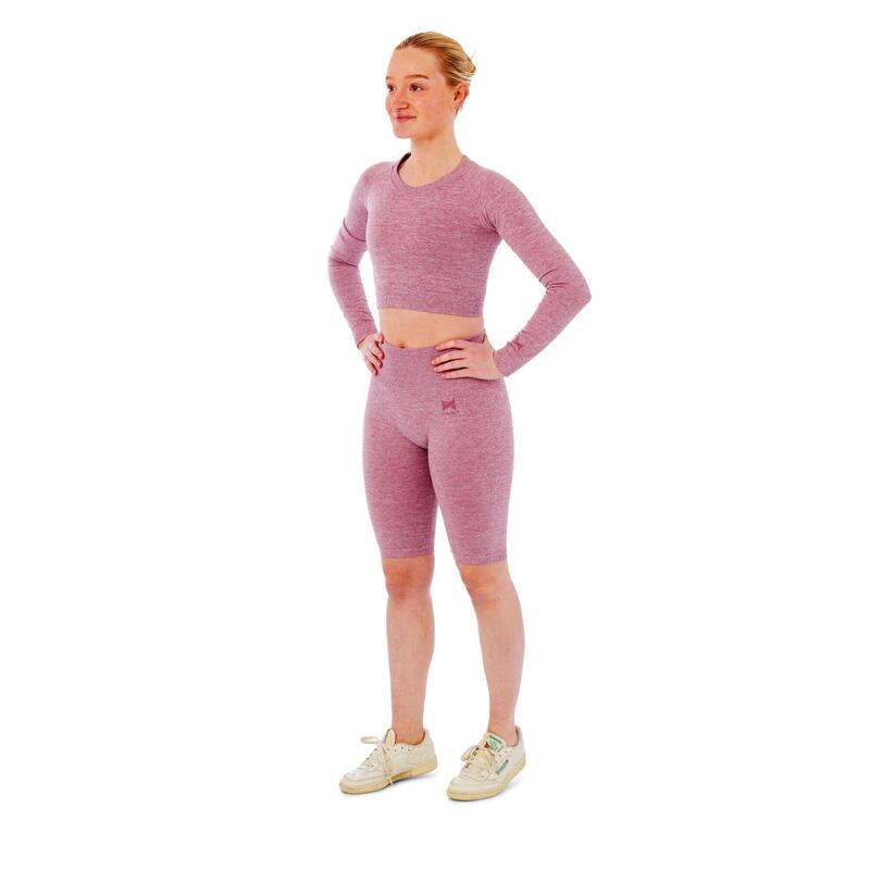 Ensemble de sport femme - Leggings short de sport + Crop Top de Sport - Rose