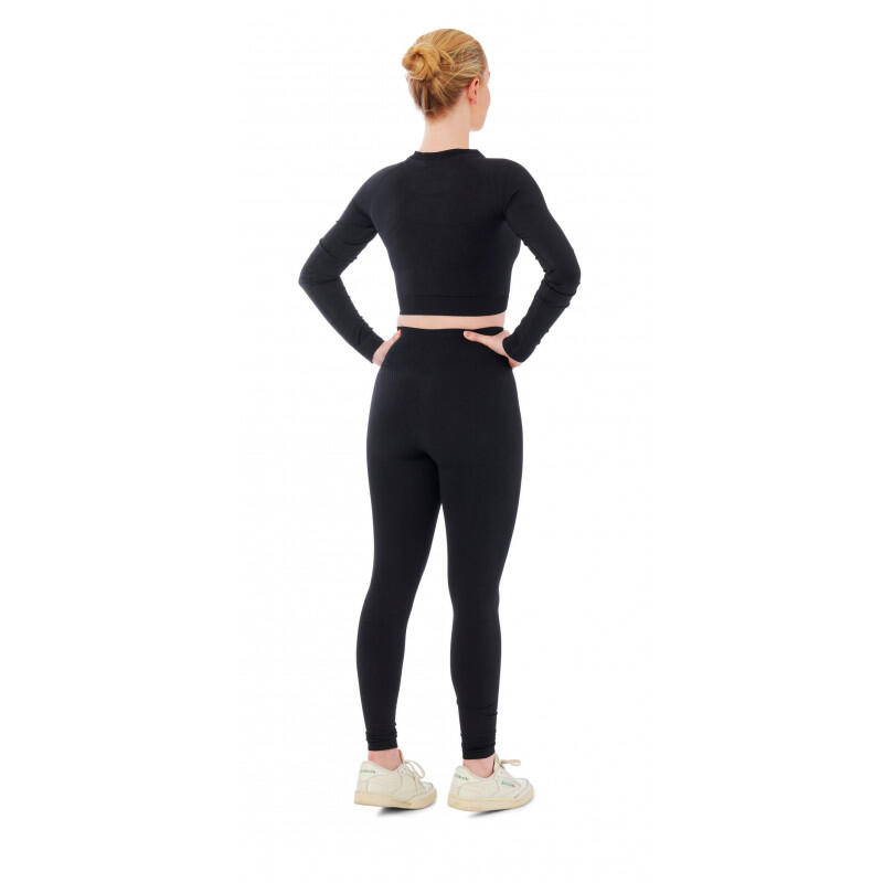 Damski zestaw sportowy Xtreme - legginsy sportowe + sportowy Croptop - Czarny