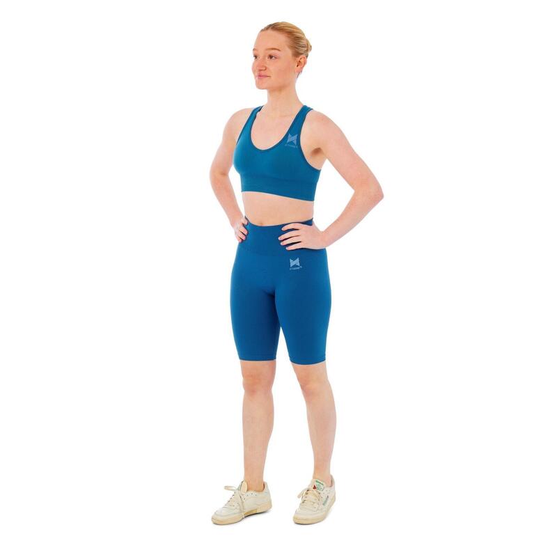 Ensemble de sport femme - Leggings short de sport + Haut de sport - Bleu