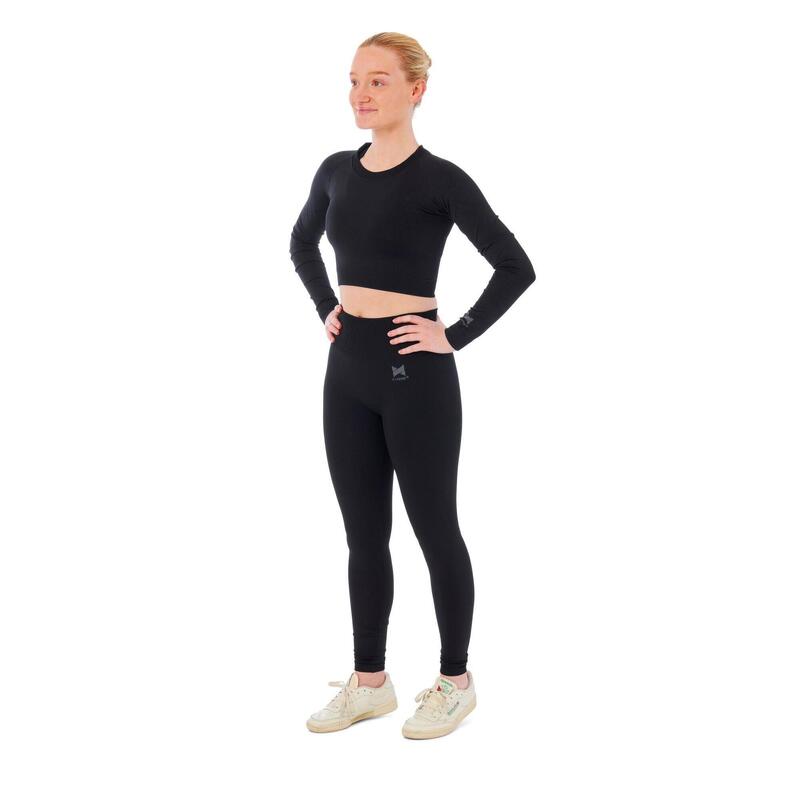 Damski zestaw sportowy Xtreme - legginsy sportowe + sportowy Croptop - Czarny